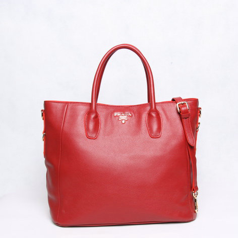 2014 Prada original grainy calfskin tote bag BN2537 red - Click Image to Close